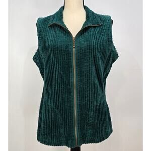 Vintage 90s Woolrich Wide Whale Corduroy Zip Vest Blue Green M